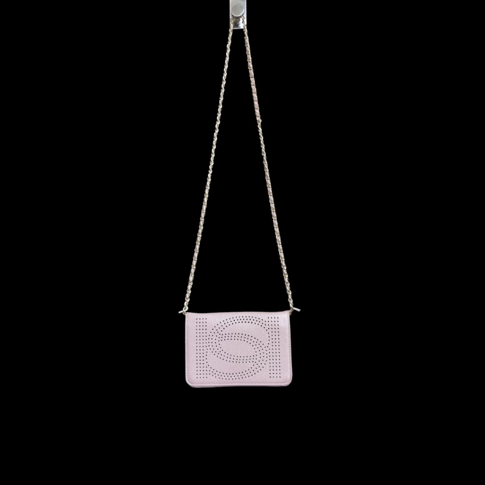 BEBE crossover faux leather dusted pink chain purse